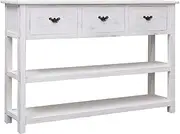 vidaXL Antique White Wood Sideboard with Three Drawers and Two Shelves - Compact and Functional Design