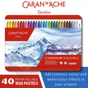 Caran d'Ache 40 Neocolor II Aquarelle Wax Pencil Set, Lightfast, Water-Soluble