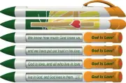 God is Love Scripture Pens with Rotating Messages, 6 Pen Set (36052)
