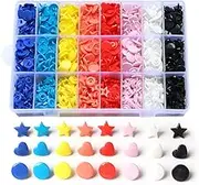 360 Sets KAM Snaps Size 20 T5 Star Heart Round Plastic Resin Fasteners Punch Poppers Closures No-Sew Buttons Storage Container for Crafts Cloth