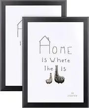 Bigqin 2 Pieces Photo Frame A4 Picture Frame Certificate Photo Frames Freestanding Wall Mountable Solid Home Decoration Photo Display Frame, 21 * 30cm, Black