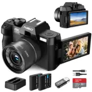 Digital Camera 4K HD 48MP 3.0" Screen Compact 16X Video Camera Anti-Shake 32GB
