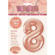 Number 8 Foil Balloon - Rose Gold