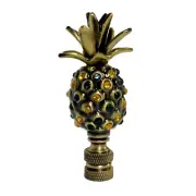 PINEAPPLE LAMP SHADE FINIAL ~ ANT BRASS - GREEN AND AMBER BEADS #83