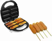 Corn Dog Waffle Maker, Electric Hot Dog Machine Non Stick Make 6 Sticks Corn Dogs in Minutes, Side Opening Design, Small Kitchen Baker for Breakfast Snacks (AU Plug 220‑240V)