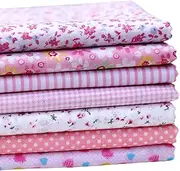 7 Pcs Fabric Bundles, Sewing Patterns Quarter Precut Fabric, Squares Fat Quarters Fabric Bundles, Cotton Craft Fabrics Bundles Patchwork for Sewing DIY Art Work Supplies Scrapbooking Quilting(Pink)