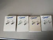 4 PAIR OF STERLING SILVER TOMAS EARRINGS Lt Pink,Black,White, Lavender New