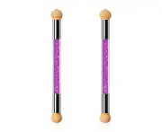 Sponge nail brush pick point gradient brush double-headed sponge nail brush rhinestone handle acrylic nail painting brush for manicur - Purple