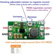DC 6-25V 20W Adjustable LED Driver PWM Controller DC-DC Step-down Constant