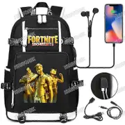 Fortnite Backpack Men Women Usb Charging Waterproof Laptop Backpack Casual Canvas School Bags Computer Notebook Mochilas Black