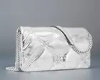 AUTH NWT Tory Burch Kira Crikled Metallic Diamond Quilt Chain Wallet Crossbody