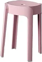 Qianly Round Stool Dressing Stool Windmill Design Stacking Stool Dining Table Stool for Farmhouse Dorm Restaurant Home Decoration, Pink