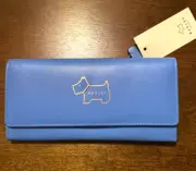 RADLEY LONDON "HERITAGE DOG" Scottie Leather Flapover Matinee Wallet Blue