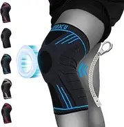 Medical Knee Brace with Gel Pad and Side Support. Knee Support Sleeves Compression. Suitable for Torn Meniscus, ACL Tear, Joint Pain, and Arthritis Pain Relief (2XL, Light Blue)
