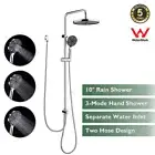 Twin Shower Head Set Twin Heads Long Rail Chrome 10" Rain Shower Bathroom Round