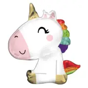 Unicorn Party Supplies Sitting SuperShape Satin Foil Balloon Girl Birthday