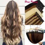 Thick One Piece Clip In 100% Remy Human Hair Extensions 3/4Full Head DIY Weft US