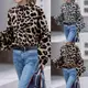 -Spring and Autumn Womens 2 Color Leopard Print Loose Large
