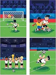 Wall Pictures Set of 4 Football Wall Posters – Wall Decoration for Boys Children's Room – Children's Pictures Teenagers' Room Decoration (DIN A4 Without Picture