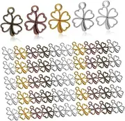 [Tofficu] 100 Pcs Lucky Charms Four Leaf Pendants Alloy Jewelry Making Dangle Charms for St Patrick's Day