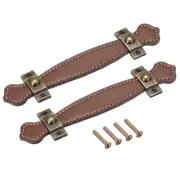 Drawer Pulls, 7.6" 2Pcs Leather Dresser Handles Door Knobs Cupboard Pull, Brown