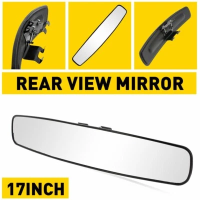 Car Rear 17" Glass View Mirror Suction Stick On Cup Interior Wide Universal