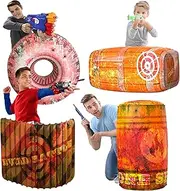 Skywin Obstacles for Nerf - 4 Pieces Easy Set Up Inflatables for Nerf Gun Party and Laser Tag Game - Nerf Battle Obstacles Great for Shelter (Orange)