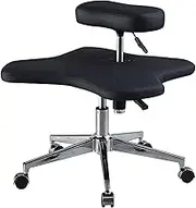 Double-Deck Kneeling Chair Height Adjustable for People with Low Back Pain, Cross-Legged Chair with Wheels, Meditation Chair for Home/School/Office