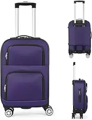 [HarmonyBliss] Carry-On Luggage, Airline Approved 20 Inch Lightweight Travel Suitcase, Purple, 20", Modern, Purple, 20", Modern