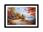 Autumn Dream House Framed print Art Poster