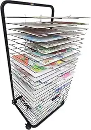 Art Drying Rack Paint Drying Rack 30 Shelves Metal Art Work Storage Display Rack Art Drying Rack with Wheels Suitable for Use at Home or in The Classroom(30th Floor)