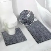 Bathroom Rugs Bath Mat Set for Bathroom 2 Piece (Lights Grey) Ultra Soft Non Slip Bath Rug and Absorbent Chenille Bath Mat