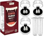 COOLJOY 3 Sizes Vampire Fangs Teeth with Adhesive Halloween Party Cosplay Props White Horror False Teeth Props Party Favors Cosplay Accessories