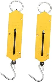 [Alasum] 2pcs Portable Spring Hanging Crane Scale Precision Weighing Tool for Fishing Market Use Stylish Yellow Design Vertical Spring Mechanism Capacity
