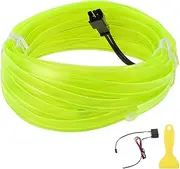 X AUTOHAUX 4m EL Wire Cable LED Glow String Light Car Lighting Strip Flexible Neon Light for Car Decoration Wiring Driver(12v) Fluorescent Green