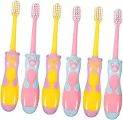 Hoement Toothbrush for Kids Kid Oral Care Toothbrush Cartoon Piggy Suction Cup Stand Random Color
