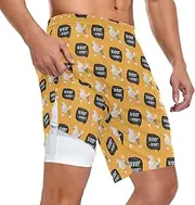 [ZZXXB] Poodle Woof Athletic Shorts for Men with Pockets 2 in 1 Quick Dry Running Shorts S-3XL