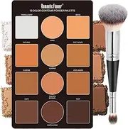 JasCherry Contour Palette, 12 Color Contouring Highlight Concealer Powder with Double Head Brush, Makeup Gifts for Women