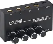 Aswalling Headphone Amplifier Compact Stereo Earphone Amplifier Audio Amplifier 4 Channels for 6.35MM Jack with Volume Control
