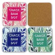 Mahjong Coasters, Set of 4 | Gift or Prize | Green, Pink, Blue, Yellow