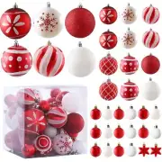 36ct Christmas Ball Ornaments Sets, Red & White Shatterproof Balls for Christ...