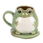 Something Different Frog Mug & Saucer Green/White One Size