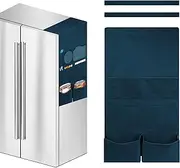 Kingshion Refrigerator Storage Bag,Fridge Dust Cover Top,Double Side Refrigerator Caddy Storage,with 8 Pockets for Most Household Refrigerators,Hanging Fridge Caddy Organizer Storage Bag-Dark Blue