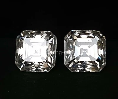 2 Ct CVD Loose White Color Diamond Pair Asscher Certified VVS1 Gemstone