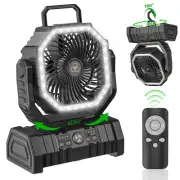 Rechargeable Battery Operated Fan with LED Lantern,20000mAh Auto-Oscillating Fan