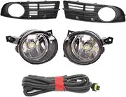 Car Fog Lamp Assembly For VW For Caddy 2003 2004 2005 2006 2007 2008 2009 2010 Front Bumper Fog Lamp Fog Light With LED Bulbs Grille Wire Front Bumper Fog Light(Set)