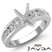 Channel Setting Diamond Engagement Pear Semi Mount Ring 14k White Gold 0.7Ctw