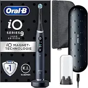 Oral-B iO Series 9 Luxe Edition Electric Toothbrush, 7 Cleaning Modes for Dental Care, Magnetic Technology & 3D Analysis, Colour Display, Charging Travel Case & Beauty Bag, Black Onyx