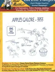 3953 Aunt Martha Embroidery Hot Iron Transfer Apples Galore Basket Tree leafs