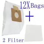 12 Dust Bags & 2 Filters For Wertheim W 1000 W2000 Cat & Dog, Vax VS03R VS032